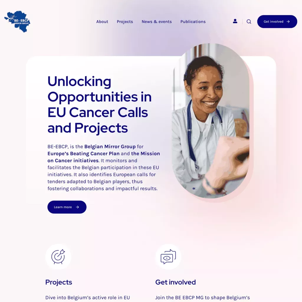 Page d’accueil du site Beating Cancer