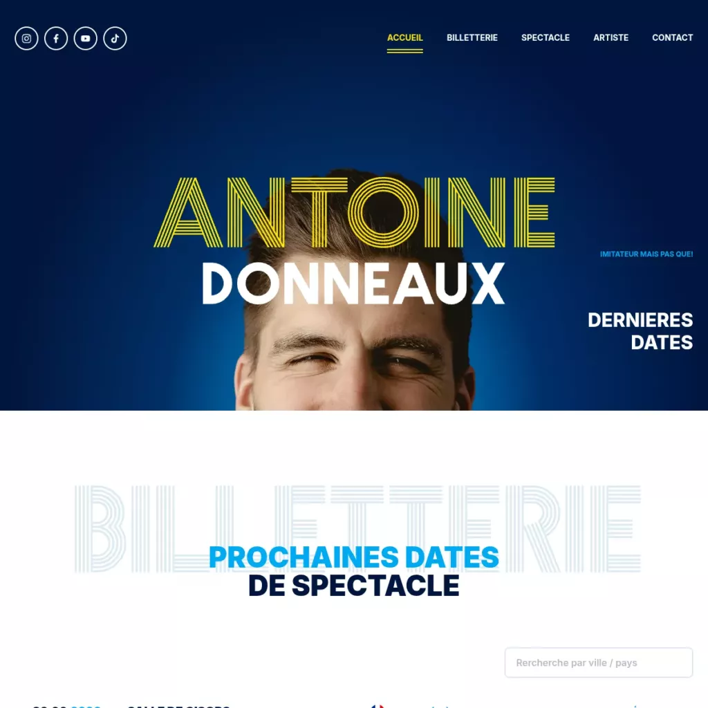 Page d’accueil du site Antoine Donneaux