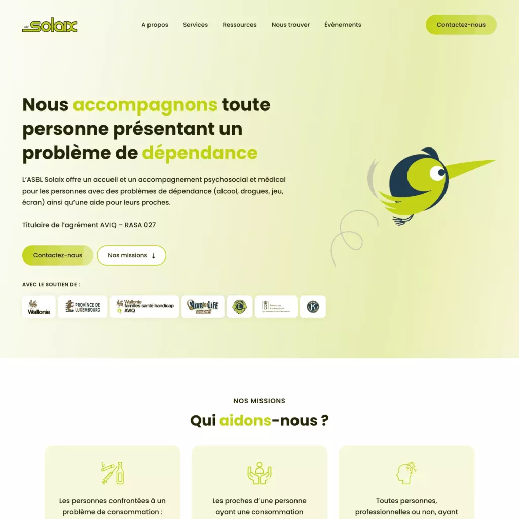Homepage of ASBL Solaix