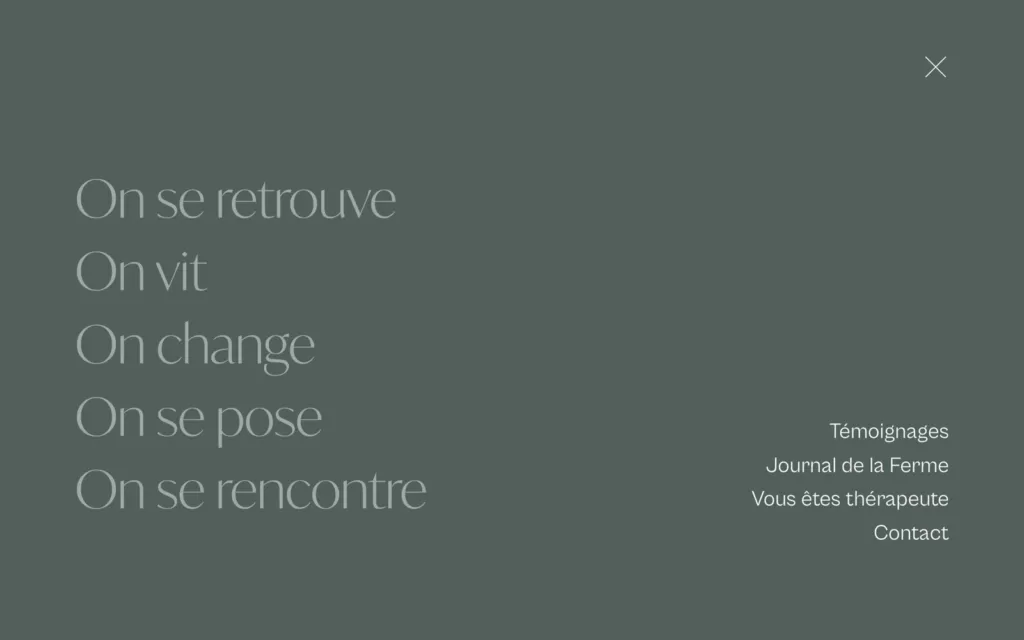 Menu plein écran du site Les Heures Étoilées